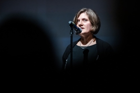 Oksana Sarkisova festival director gives her opening speech / Photo: Zoltán Adrián