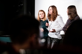 Q&A after the screening of Colectív with journalist and protagonist Mirela Neag / Photo: Zoltán Adrián