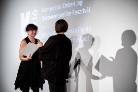 Réka Szabó, director of The Euphoria of Being, receives the Audience Award / Photo: Zoltán Adrián