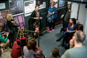 Walking in the 'Zone'. Curatorial walk in the Vektor VR installation by Agnes Bakk / Photo: Balázs Ivándi-Szabó