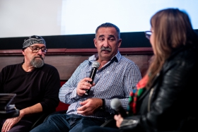 Discussion after the screening of Earth with two miners from the film / Photo: Balázs Ivándi-Szabó