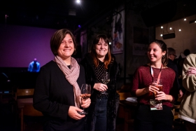 Verzió crew & guests celebrating after the last screening / Photo: Balázs Ivándi-Szabó