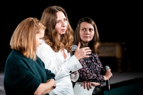 Q&A after the screening of Colectív with journalist and protagonist Mirela Neag / Photo: Zoltán Adrián