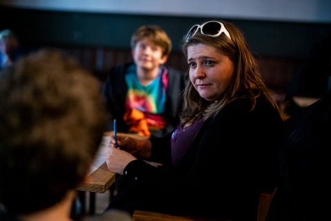 Workshop after the screening of Gods of Molenbeek / Photo: Balázs Ivándi-Szabó