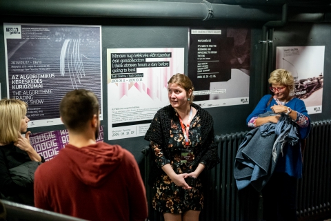 Walking in the 'Zone'. Curatorial walk in the Vektor VR installation by Agnes Bakk / Photo: Balázs Ivándi-Szabó