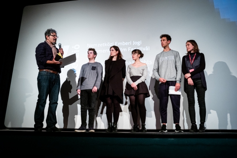 Philippe Bellaiche, co-director of Advocate, receives the prize / Photo: Balázs Ivándi-Szabó