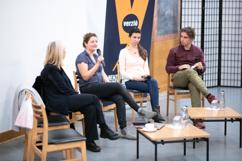 Dok-Szak-Ma: Új forgalmazási stratégiák (Christine Dollhofer, Johanna Huth, Bojana Maric, Józsa László) / Fotó: Rácmolnár Milán Dok-Szak-Ma: Új forgalmazási stratégiák (Christine Dollhofer, Johanna Huth, Bojana Maric, Józsa László) / Fotó: Rácmolnár Milán